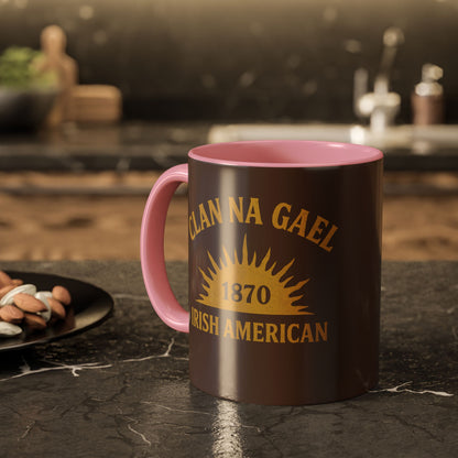 "Clan na Gael - Irish American", Colorful Mugs (11oz, 15oz) (Wild Boar Brown)