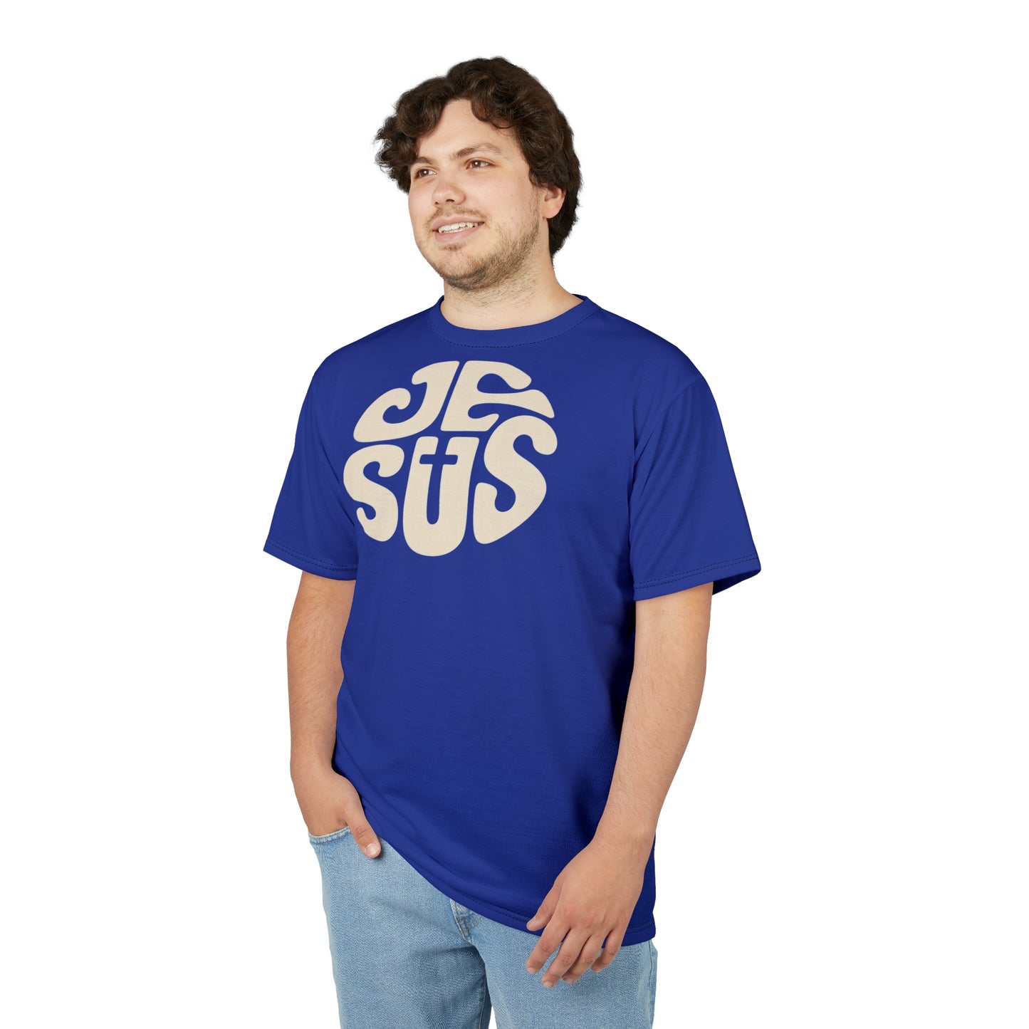 "Retro Jesus", Unisex T-shirt (Klein Blue)