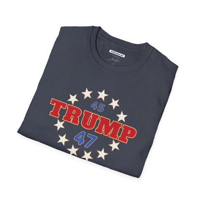 "Trump 45-47 Circle of Stars", Unisex Softstyle T-Shirt