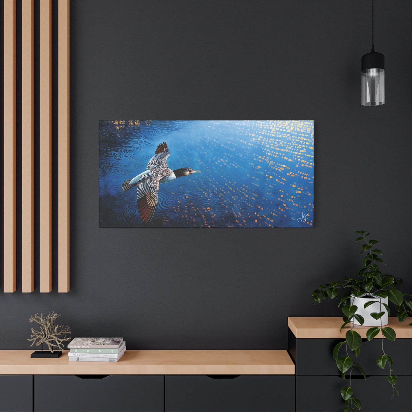 "Sky Kin III – Gannet Above the Tidal Script", Fine Art Matte Canvas, Stretched, 1.25"