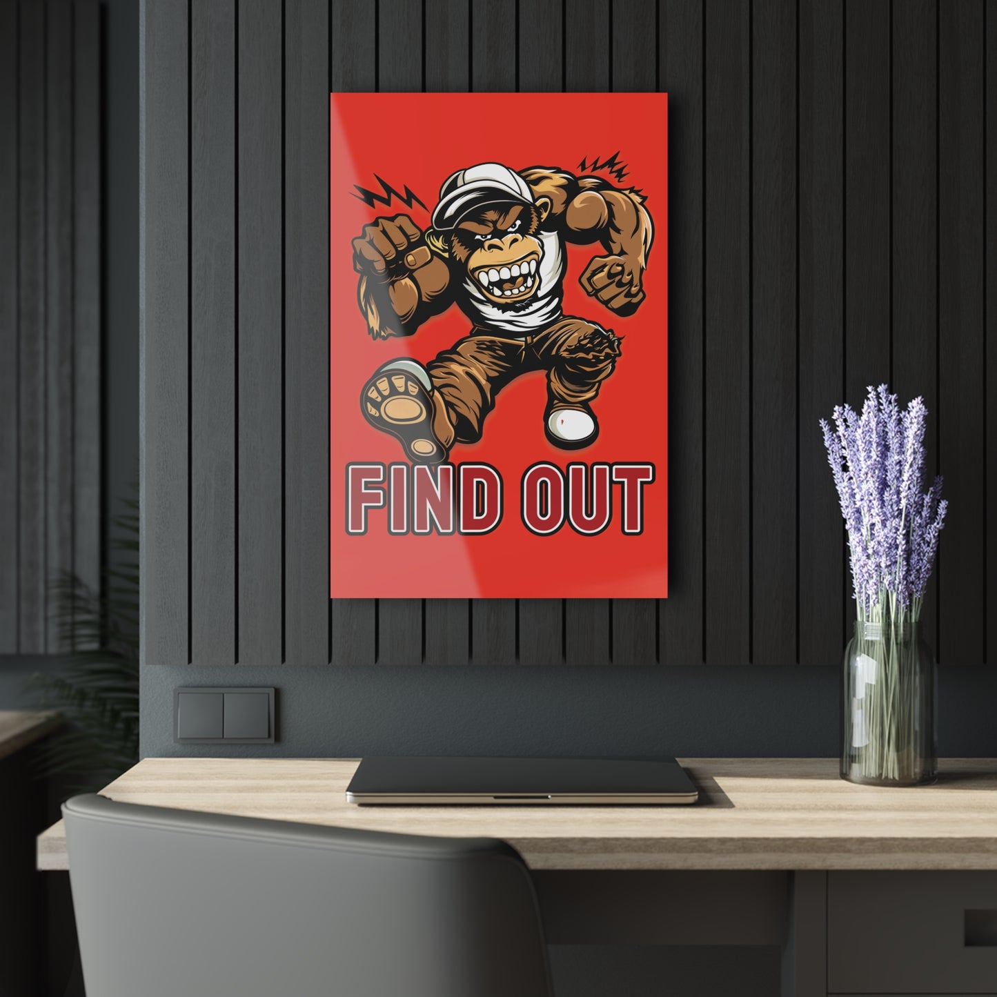 "Find Out", Acrylic Wall Prints (French Cleat Hanging) (Ferrari Red)