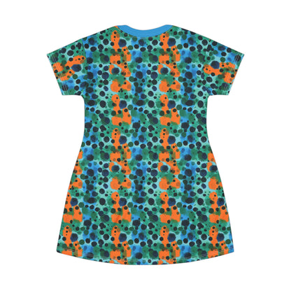 "Midnight Coral", T-Shirt Dress (Antipodean Blue Collar)