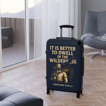 "Proverbs 21:19 (KJV), Suitcases (Dark Cambridge Blue)