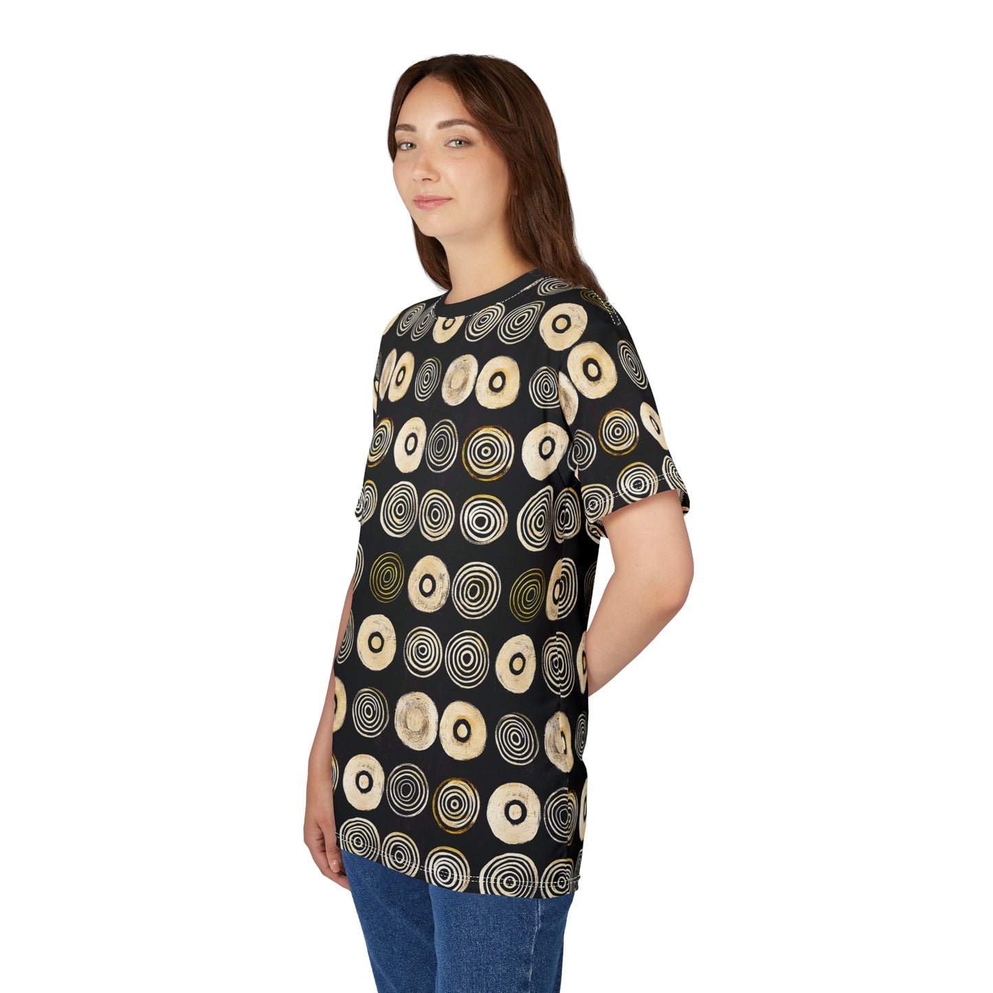 "Punk Polka", Wearable Pattern Art Unisex Tee (Plain Black Collar)