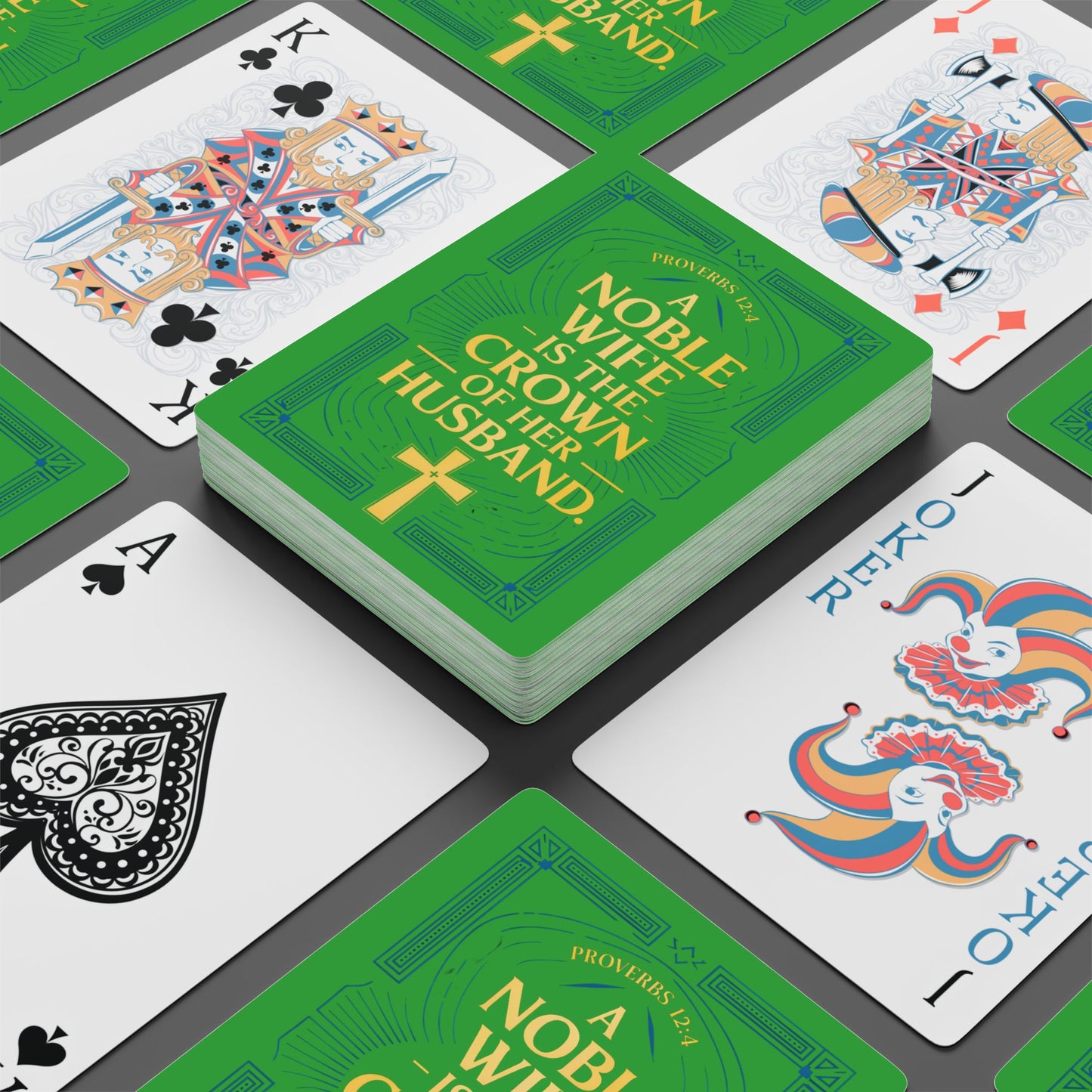 "Proverbs 12:4", Christian Playing Cards (Lime Green)
