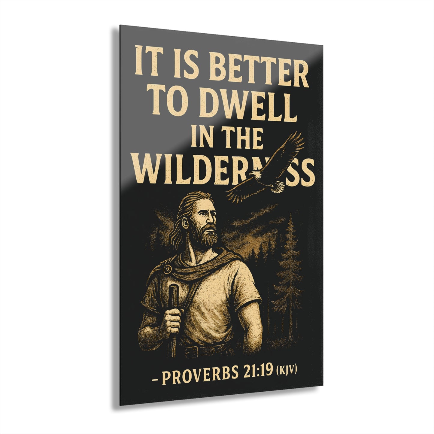 "Proverbs 21:19 (KJV)", Acrylic Wall Prints (French Cleat Hanging) (Peatshadow Black)