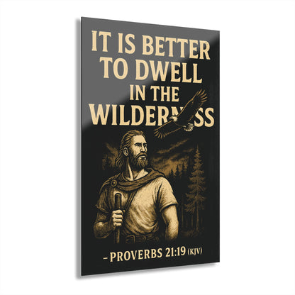 "Proverbs 21:19 (KJV)", Acrylic Wall Prints (French Cleat Hanging) (Peatshadow Black)