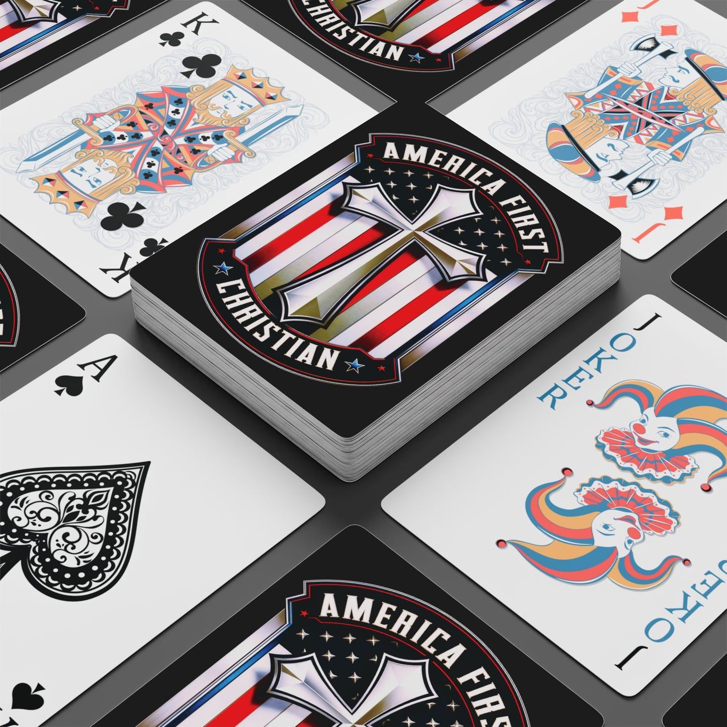 "America First - Christian" #01, Christian Political Playing Cards (Cool Black)