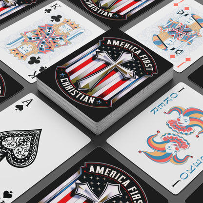 "America First - Christian" #01, Christian Political Playing Cards (Cool Black)