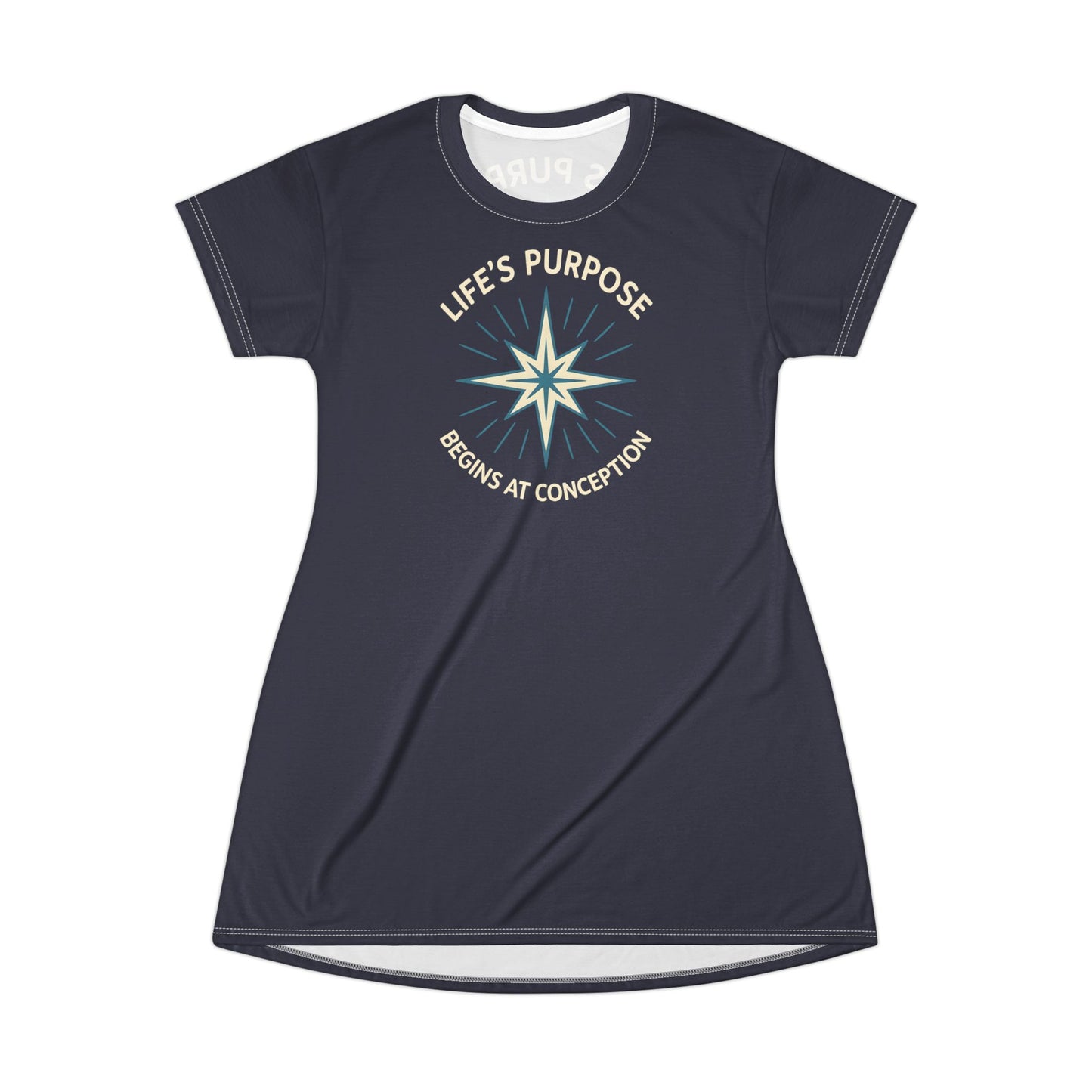 "Life's Purpose Begins at Conception #01", T-Shirt Dress (Retro Eighties Violet)