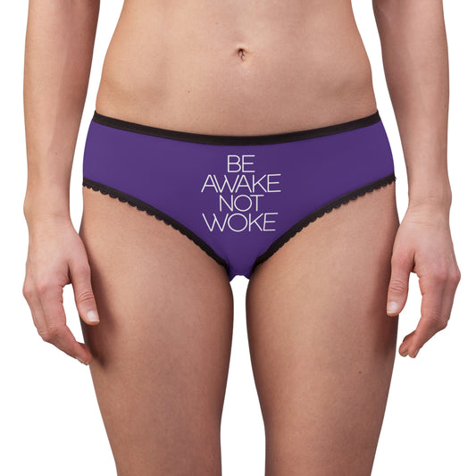 "Be Awake Not Woke" #2, Women's Briefs (Deep Purple)