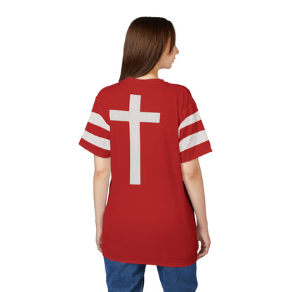 "Faith Overcomes Fear", Unisex Tee (Light Cherry Red)