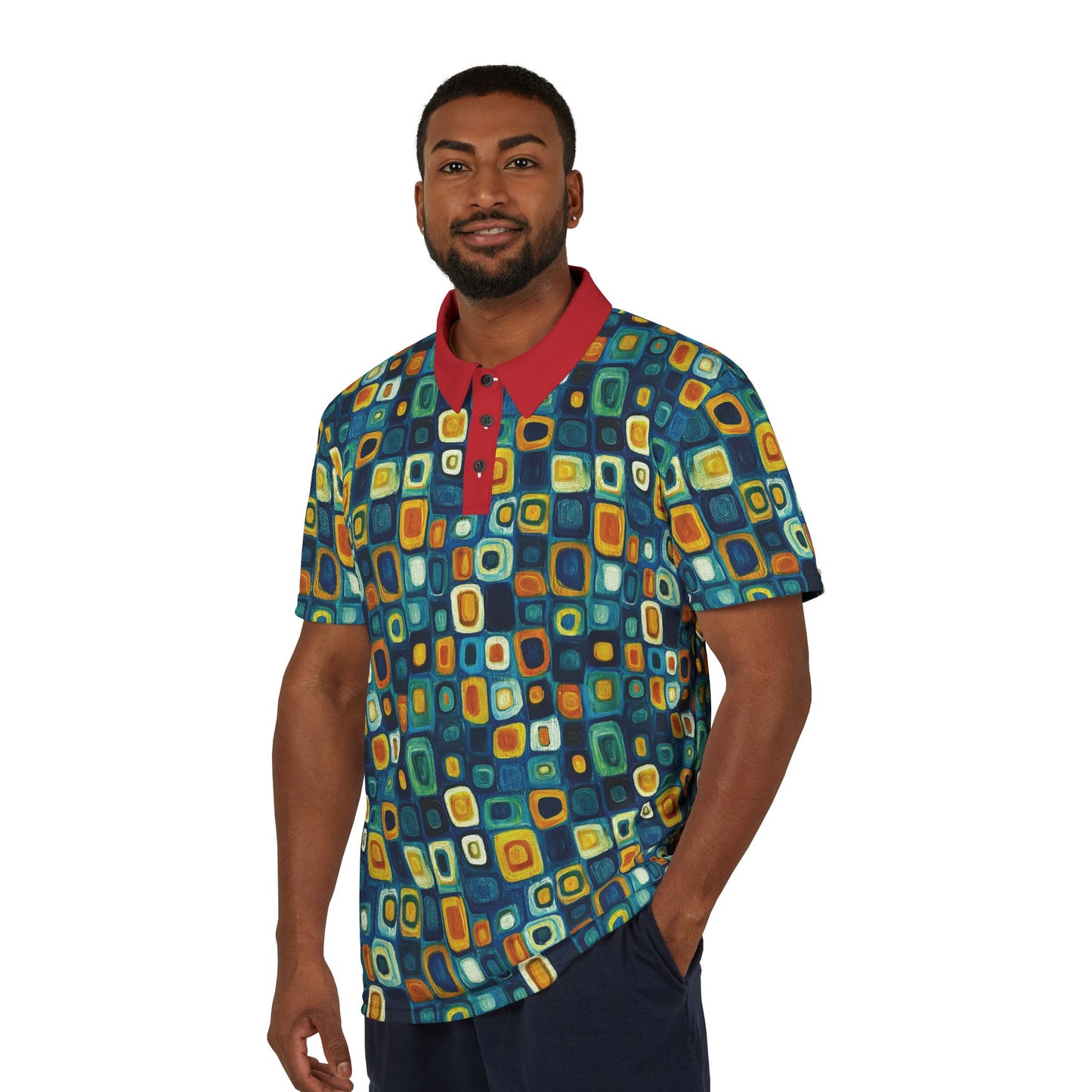 "Soul Mosaic", Unisex Polo Shirt (Red Collar)