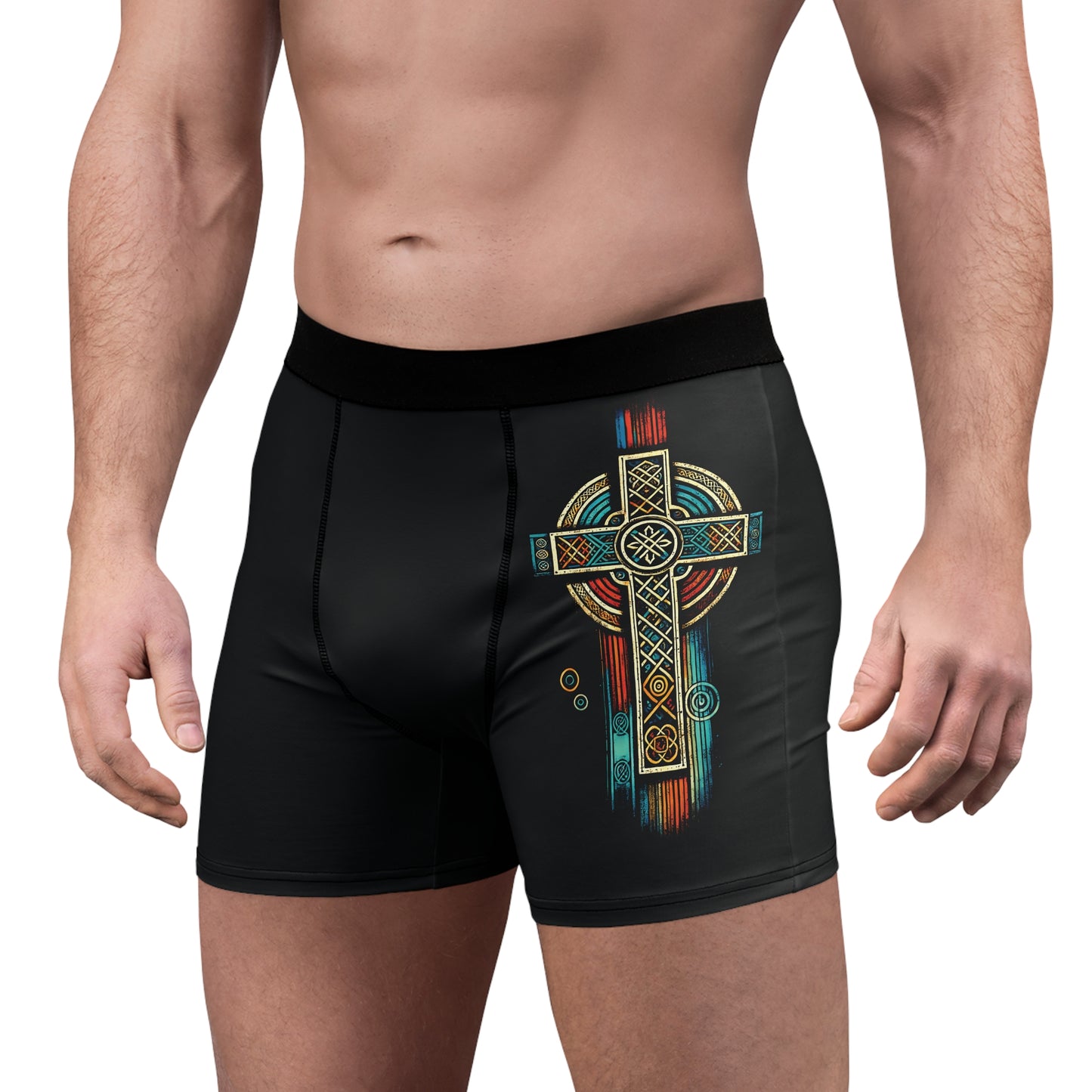 "Ancestral Faith", Men's Boxer Briefs (Moonless Black)