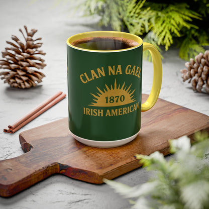 "Clan na Gael - Irish American", Colorful Mugs (11oz, 15oz) (Brithemain Green)