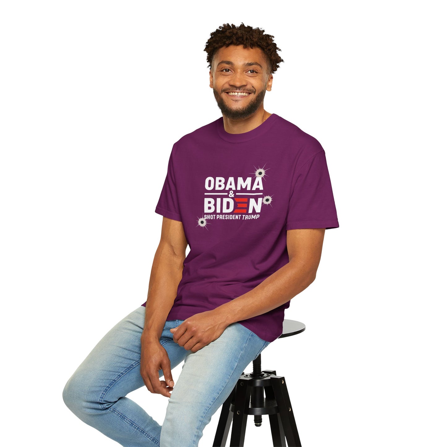 "Obama & Biden Shot President Trump", Unisex Black T-shirt
