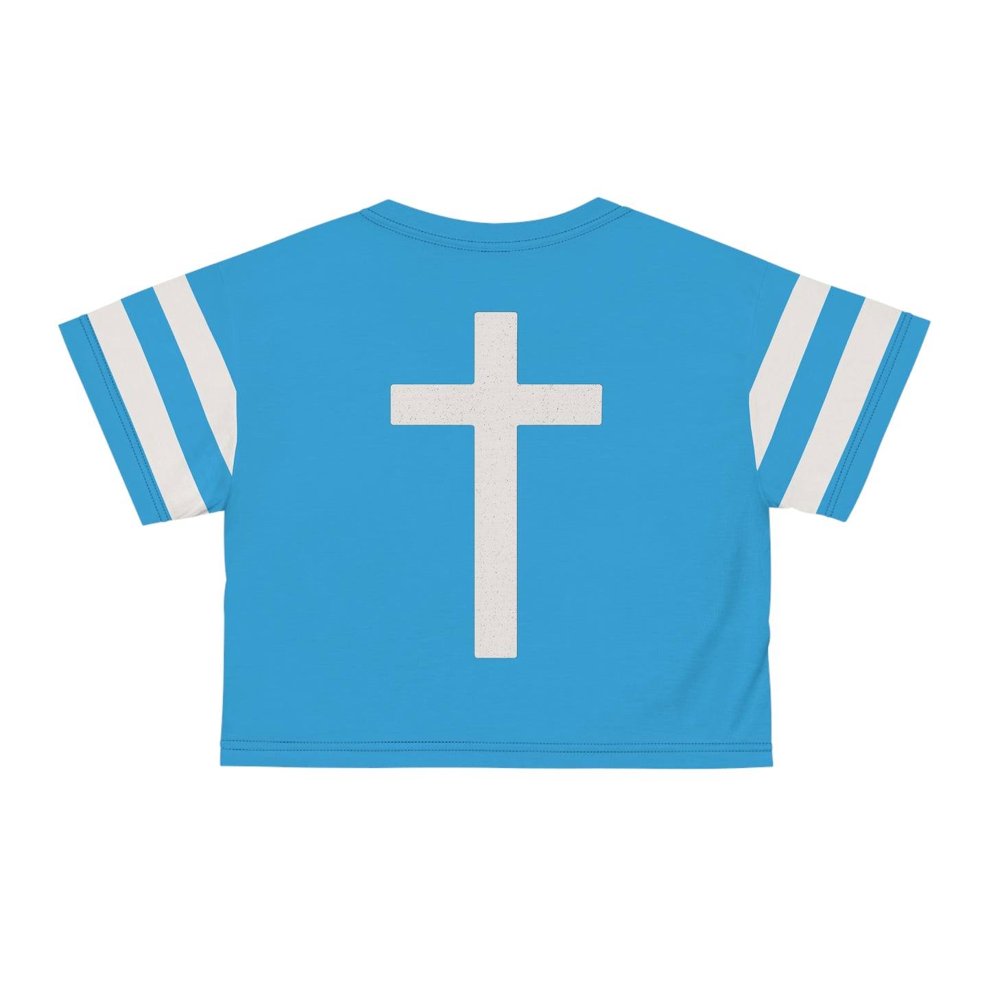 "Faith Overcomes Fear", Crop Tee (Antipodean Blue)