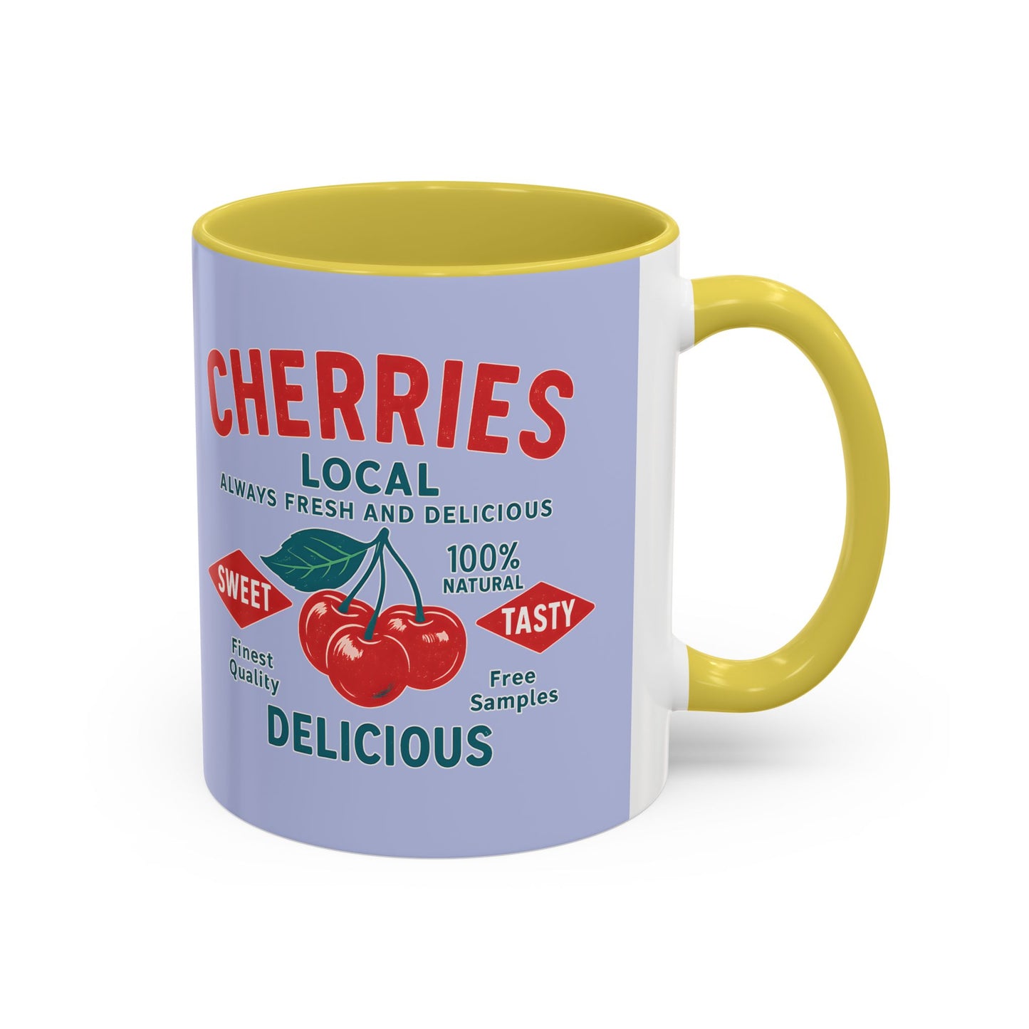 "Delicious Cherries", Colorful Mugs (11oz, 15oz) (Retro Periwinkle)