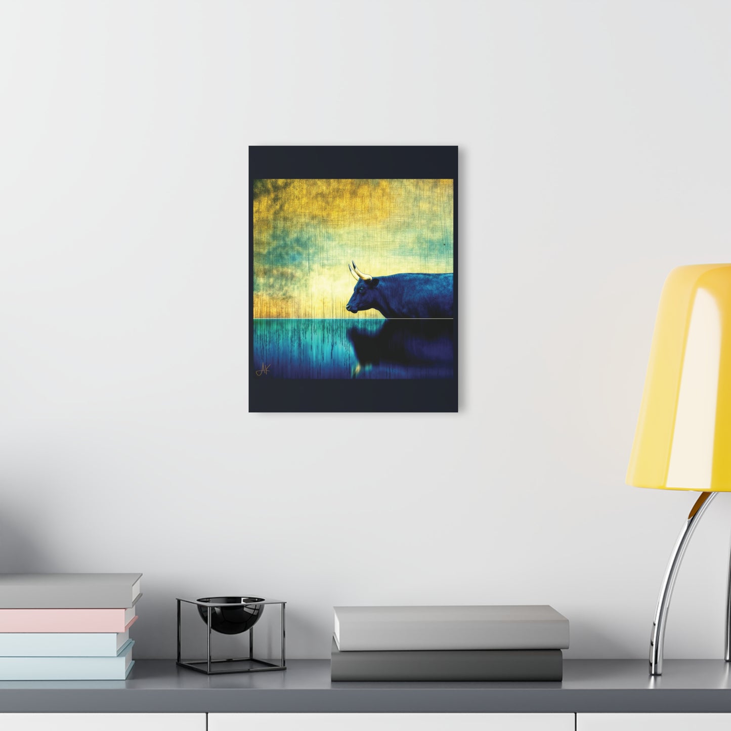 "Cattle Raid of Cooley", Fine Art Acrylic Wall Prints (French Cleat Hanging) (Blackstone Blue)