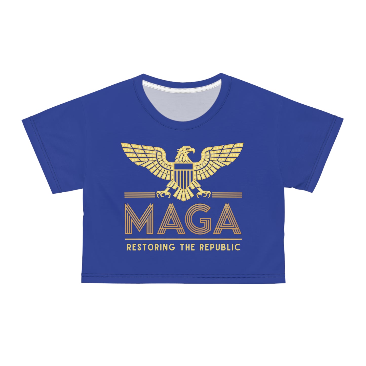 "MAGA - Restoring the Republic", Crop Tee (Patriot Blue)