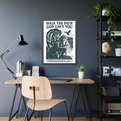 "1 Thessalonians 4:11 (KJV)", Framed Paper Poster (Porcelain White)