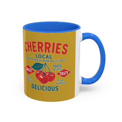 "Delicious Cherries", Colorful Mugs (11oz, 15oz) (Forgelight Gold)