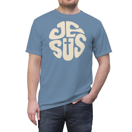 "Retro Jesus", Unisex T-shirt (Faded Denim)