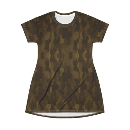 "Swamp Recon Camouflage", T-Shirt Dress (Bayou Bark Collar)