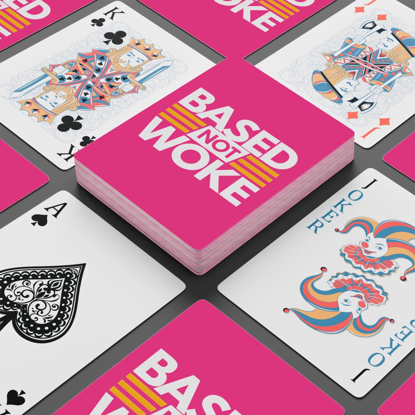 "Based not Woke" #01, Cultural Playing Cards (Knockout Pink)
