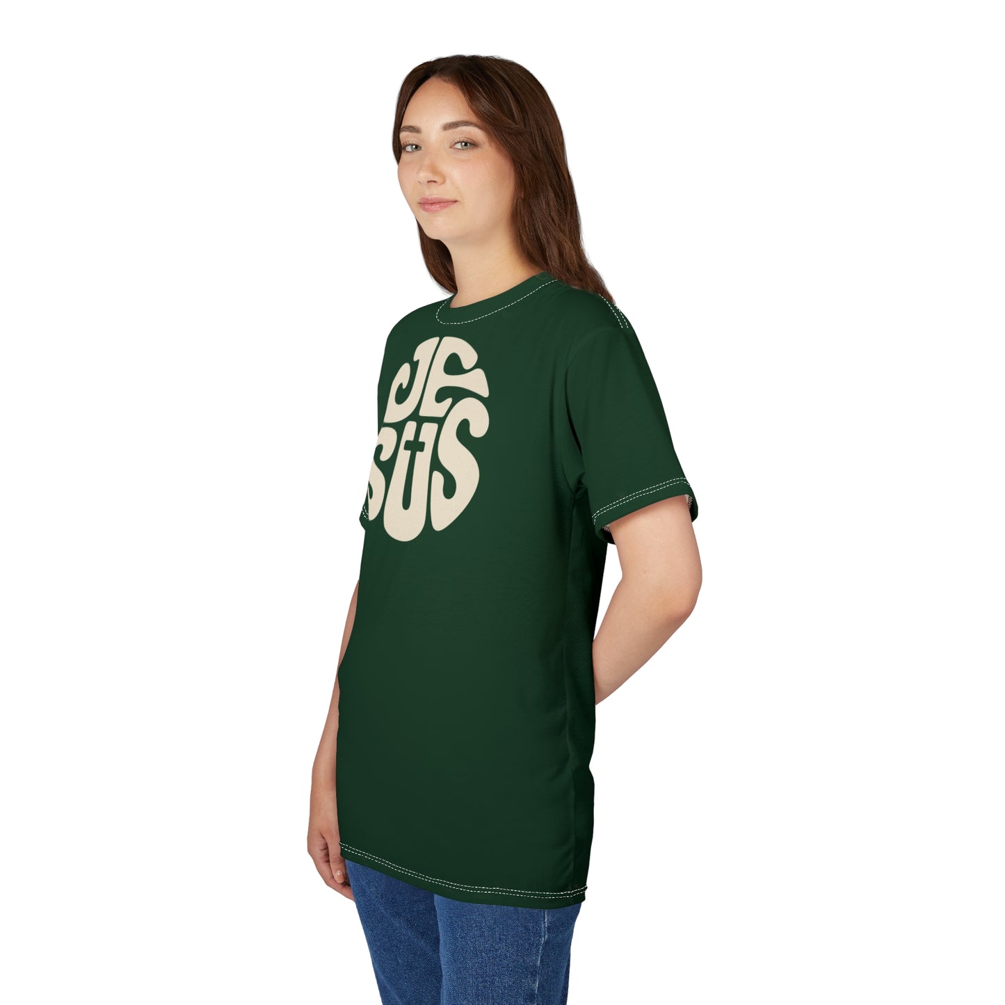 "Retro Jesus", Unisex T-shirt (Monsoon Green)