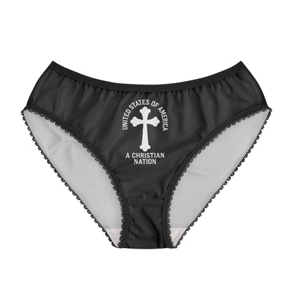 "USA - A Christian Nation" #04, Women's Briefs (Void Black)
