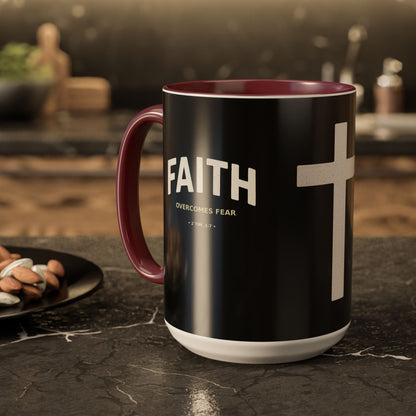 "Faith Overcomes Fear", Colorful Mugs (11oz, 15oz)