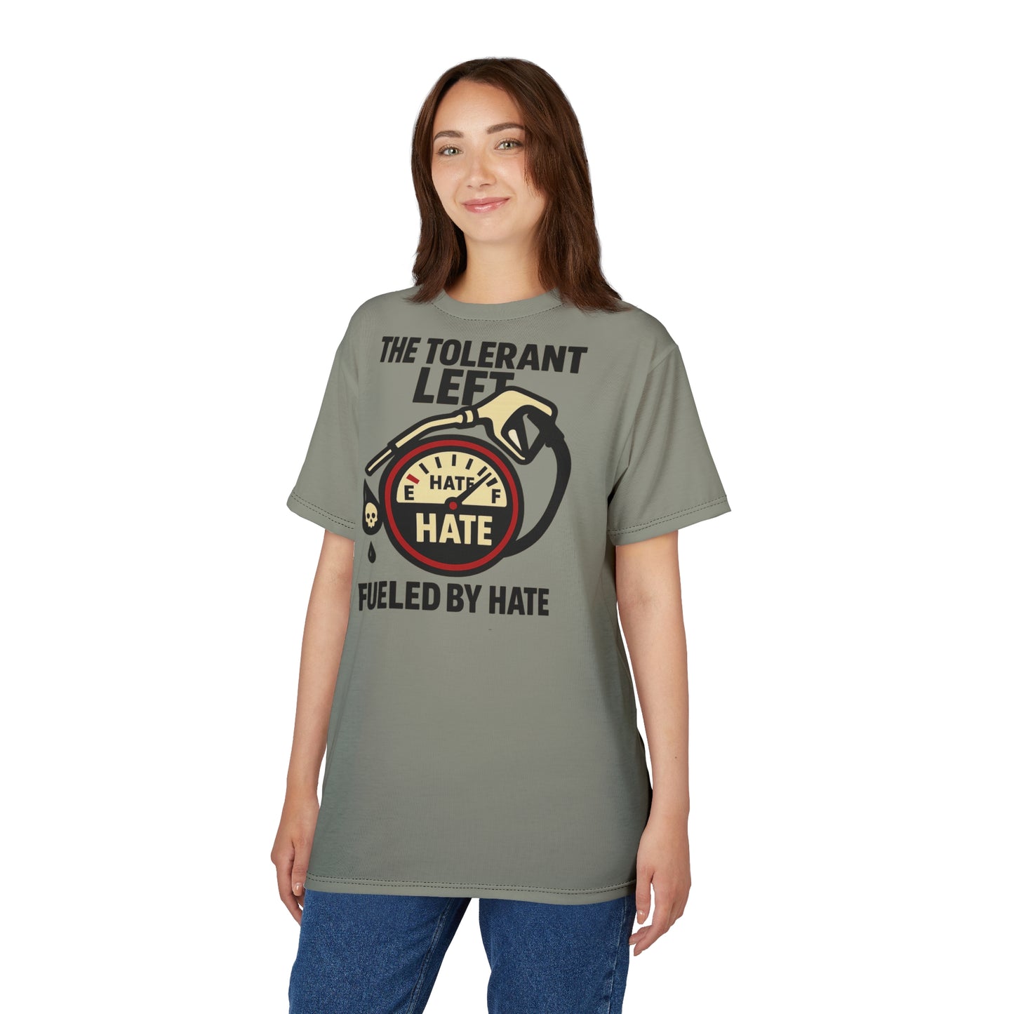 "The Tolerant Left", Unisex T-shirt (Deep Seagrass Grey)