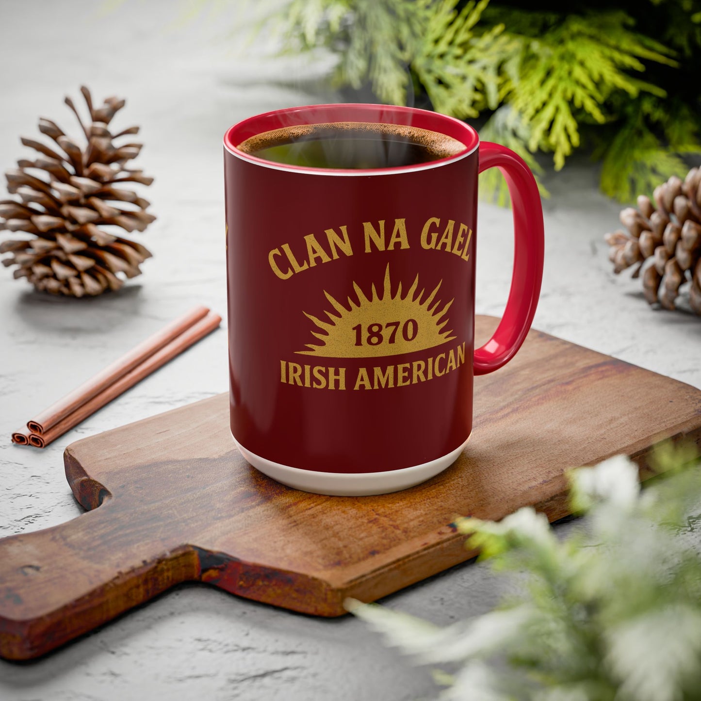 "Clan na Gael - Irish American", Colorful Mugs (11oz, 15oz) (Palladius Red)