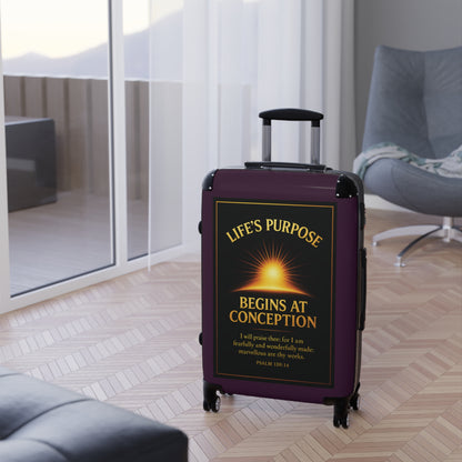"Life's Purpose, Psalm 139:14", Suitcase (Synallactida Purple)