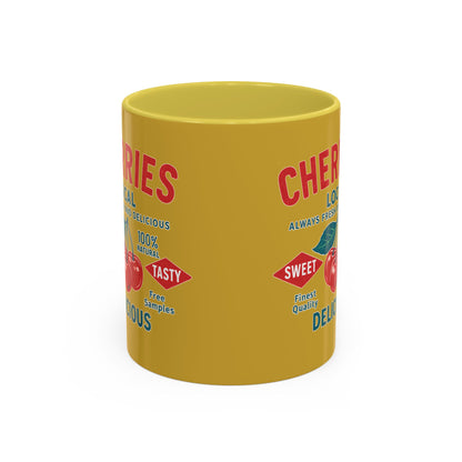 "Delicious Cherries", Colorful Mugs (11oz, 15oz) (Forgelight Gold)