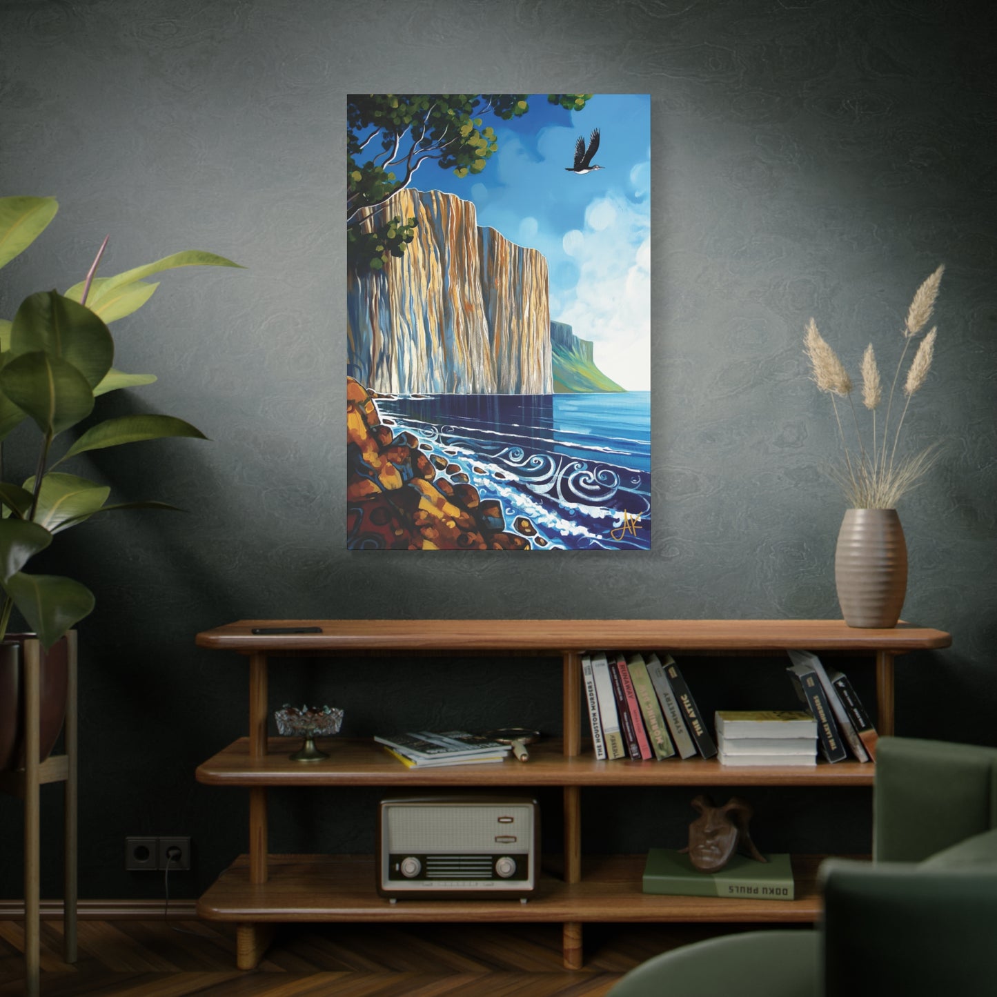 "Sky Kin IV – Gannet Over the Quiet Sound", Fine Art Matte Canvas, Stretched, 1.25"