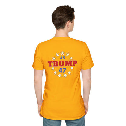 "Trump 45-47 Circle of Stars", Unisex Softstyle T-Shirt