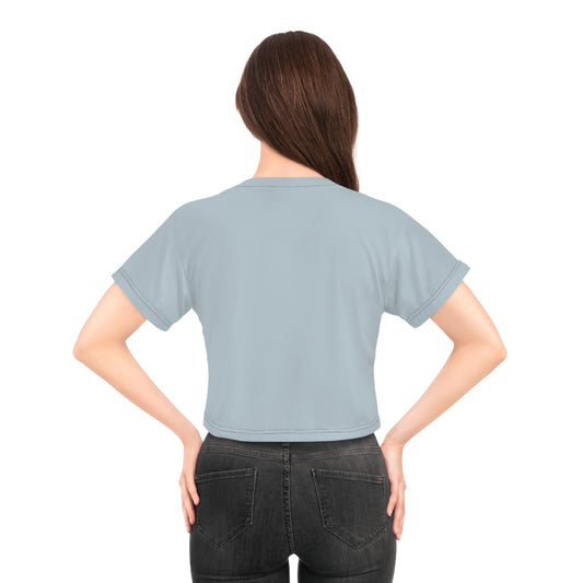 "Delicious Cherries", Crop Tee (Washed Silver-Blue)