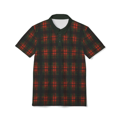 "Kilmor Brieve Tartan", Unisex Polo Shirt (Brieve Green Collar)