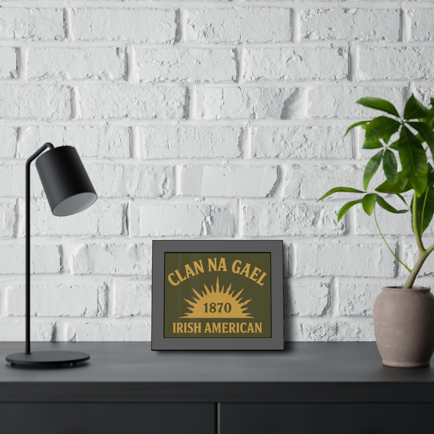 "Clan na Gael - Irish American", Framed Paper Poster (Fianna Green)