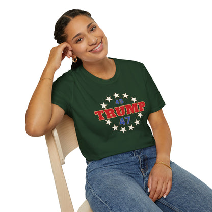 "Trump 45-47 Circle of Stars", Unisex Softstyle T-Shirt