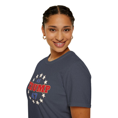 "Trump 45-47 Circle of Stars", Unisex Softstyle T-Shirt
