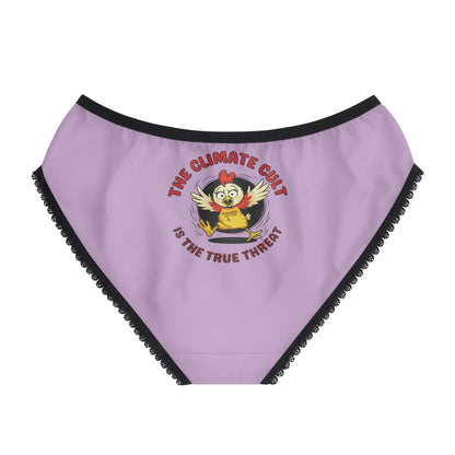 "The Climate Cult" (Chicken Little), Women's Briefs (Mauve)