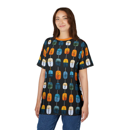 "Skyroot Grove", Unisex Tee (Bold Orange Collar)