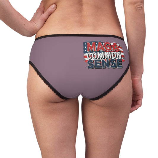 "MAGA Common Sense" #01, Women's Briefs (Mountbatten Pink)