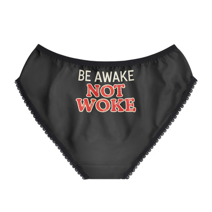 "Be Awake Not Woke" #10, Women's Briefs (Flame Black)