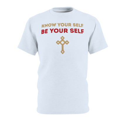 "Know Your Self", Unisex T-shirt (Pilgrim Blue)