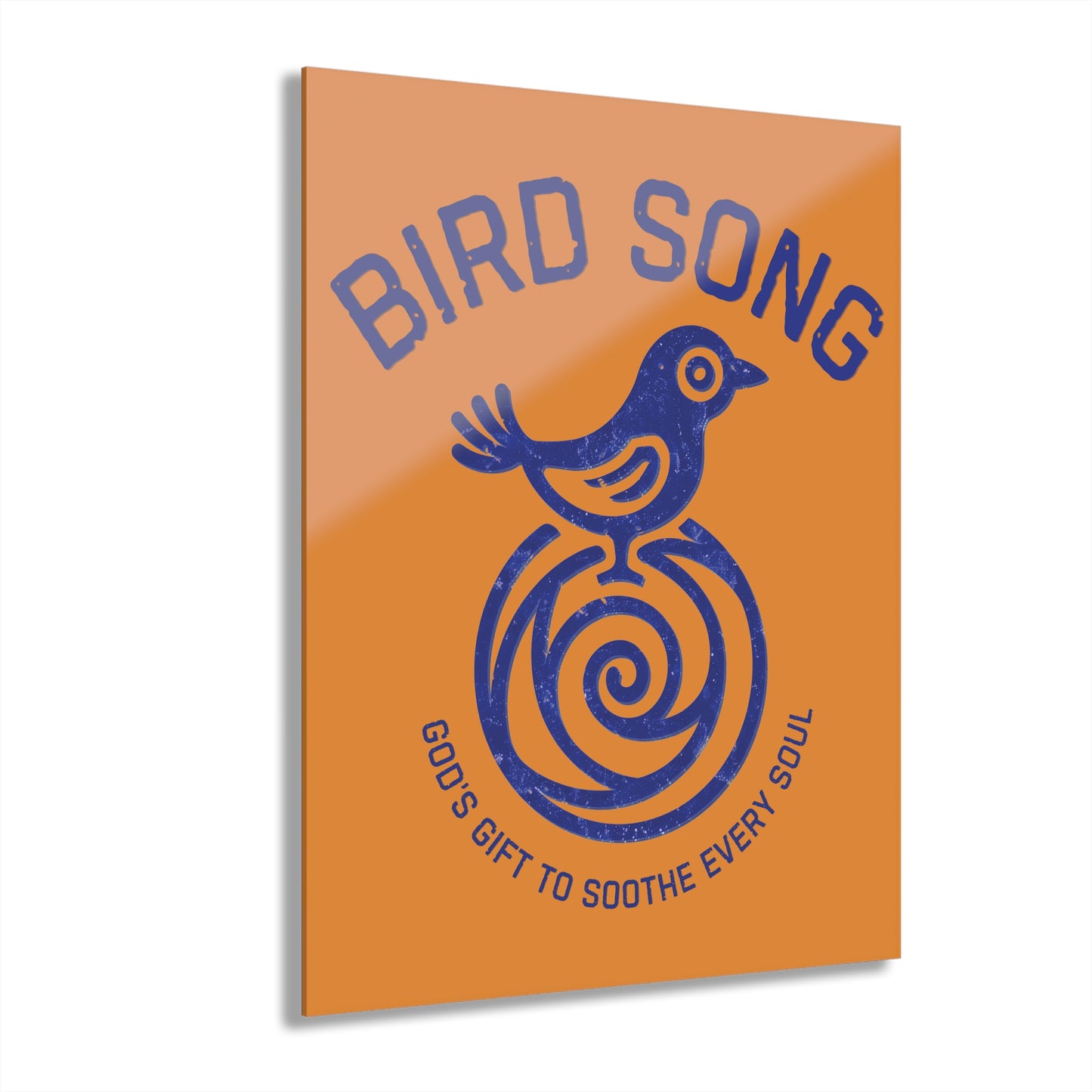 "Bird Song", Christian Acrylic Wall Prints (French Cleat Hanging) (Cadmium Orange)