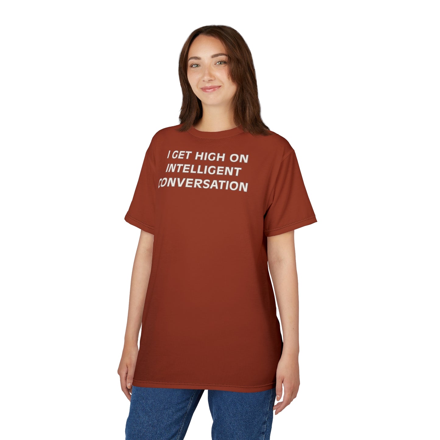 "Intelligent Conversation", Unisex T-shirt (Chocolate Lust)